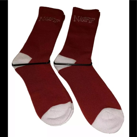 Neff Crew Socks 2 Pair Men 6.5-12 Red w/ White & Logo Skate Snowboard BMX NEW! - Picture 6 of 10